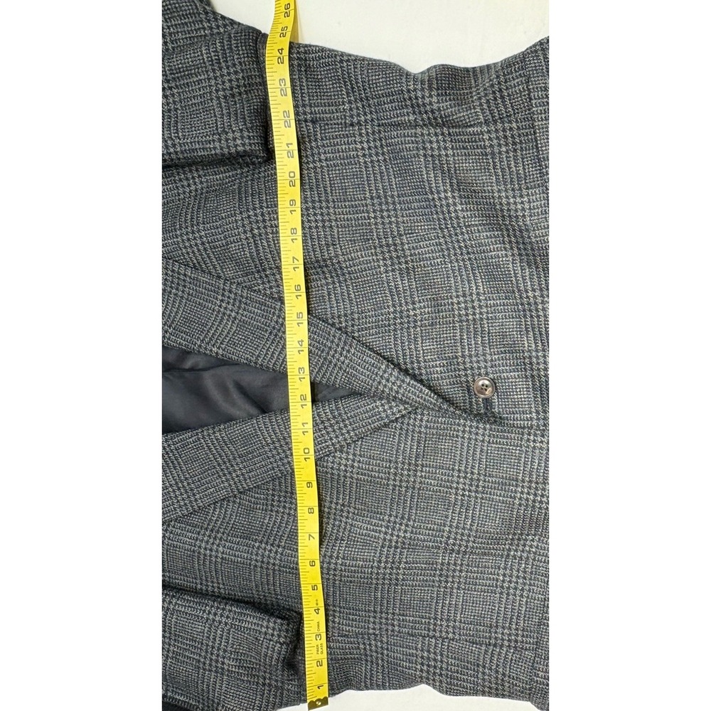 VTG 80s/90s Hart Schaffner Marx Soft Flannel Wool Sport Coat Navy Glen Plaid 46R - Picture 7 of 13